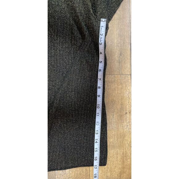 Banana Republic Gold Metallic Mock Neck Ribbed Bell Sleeve Top XXL NWT - Picture 5 of 8
